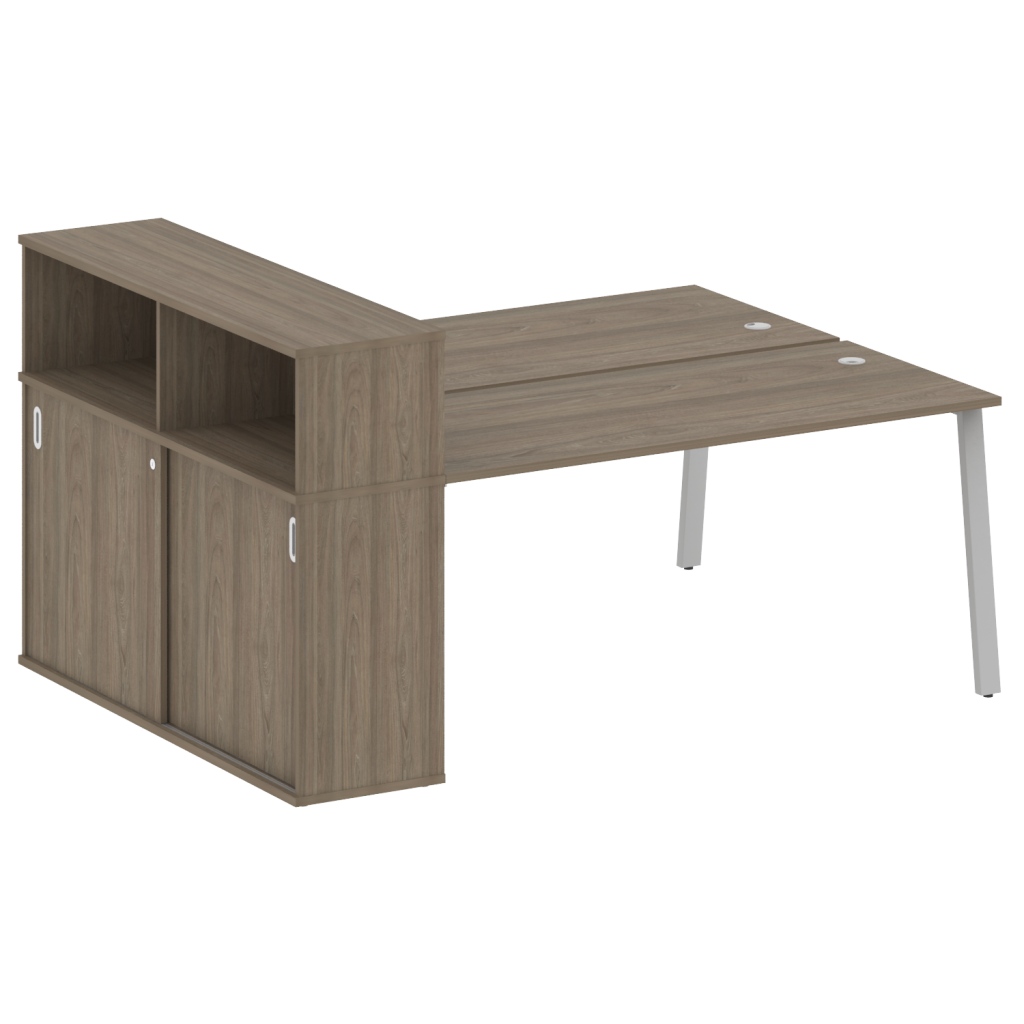 Рабочая станция с опорным шкафом-купе на 2 рабочих места Рива Метал Систем 2010*1475*1098 Рива Метал Систем Вяз Благородный