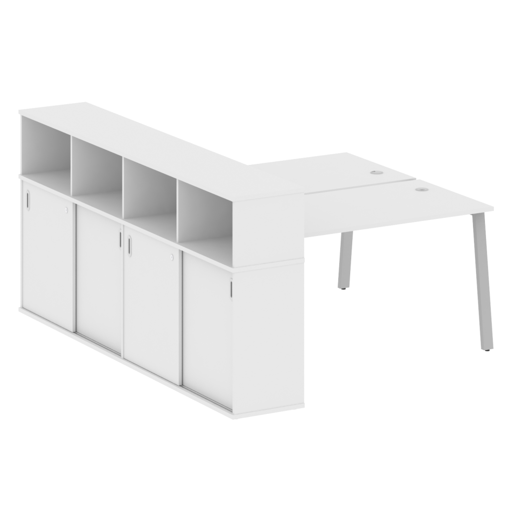 Рабочая станция с опорным шкафом-купе на 2 рабочих места Рива Метал Систем 1810*2332*1098 Рива Метал Систем Белый